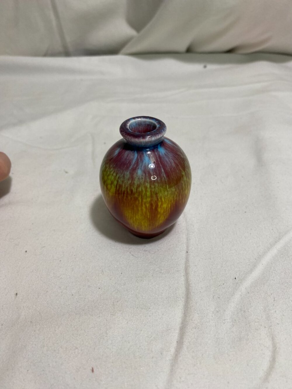 Multicolor Iridescent Art Glass Vase - Small Decorative Accent